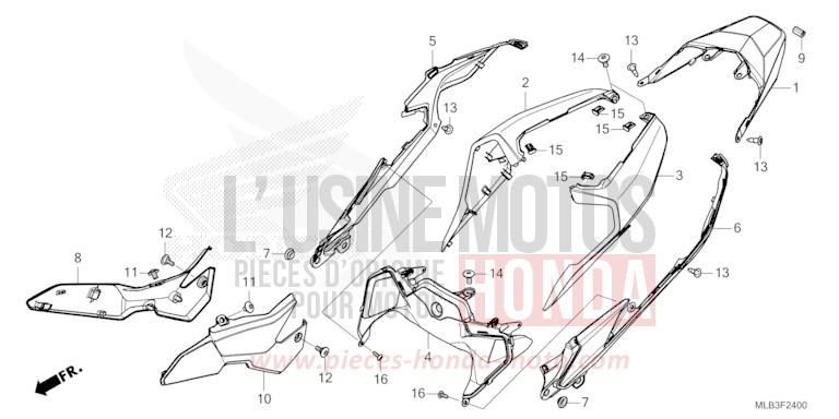 CAPOT ARRIERE for Hornet 750 MAT GOLDFINCH YELLOW (Y242) from 2023